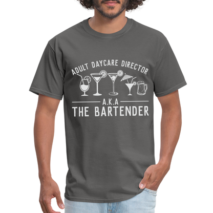 Adult Daycare Director T-Shirt (Bartender) - charcoal