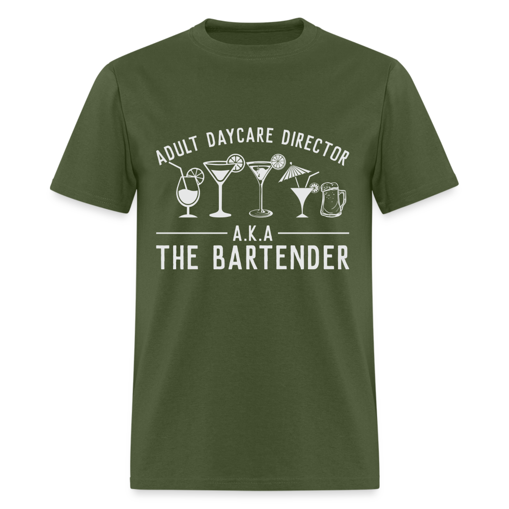 Adult Daycare Director T-Shirt (Bartender) - military green