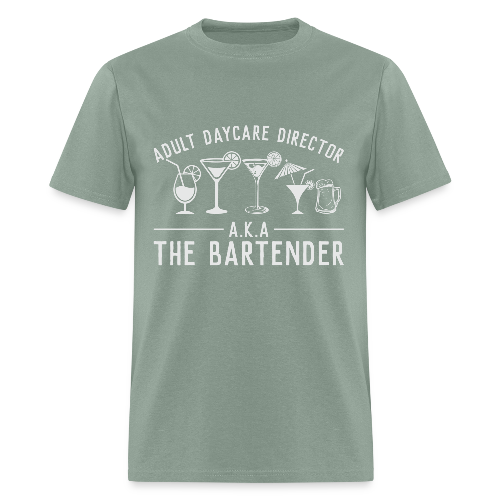 Adult Daycare Director T-Shirt (Bartender) - sage