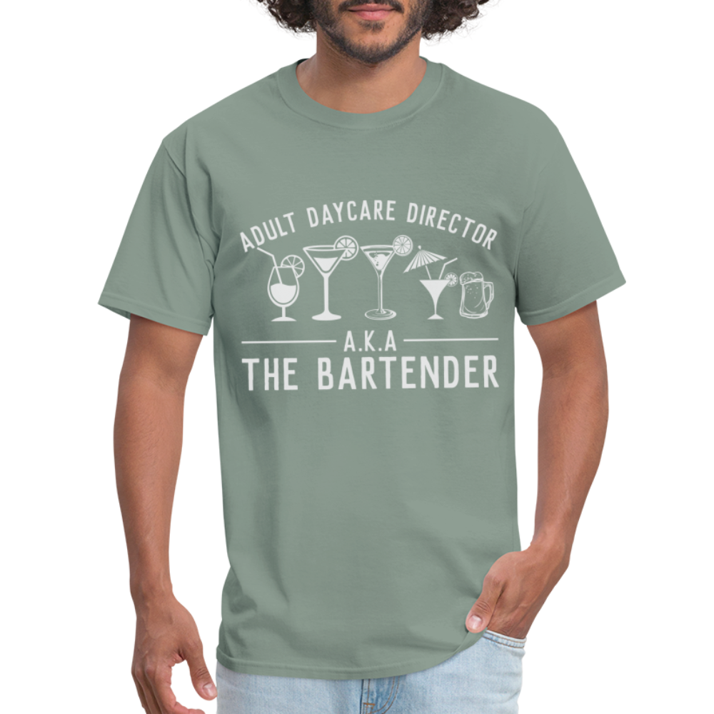 Adult Daycare Director T-Shirt (Bartender) - sage