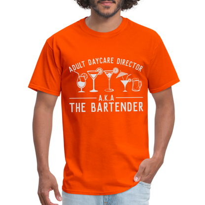 Adult Daycare Director T-Shirt (Bartender) - orange