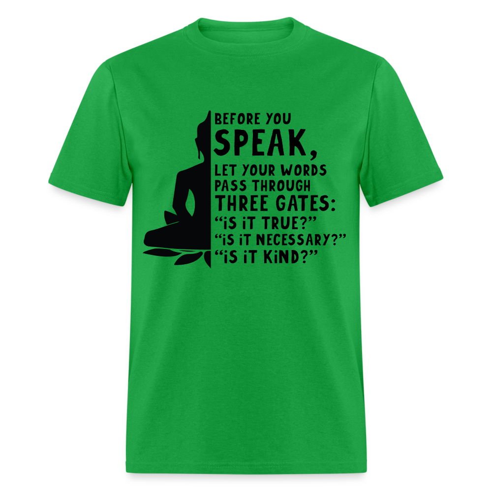 Before You Speak T-Shirt (is it True, Necessary, Kind?) - bright green