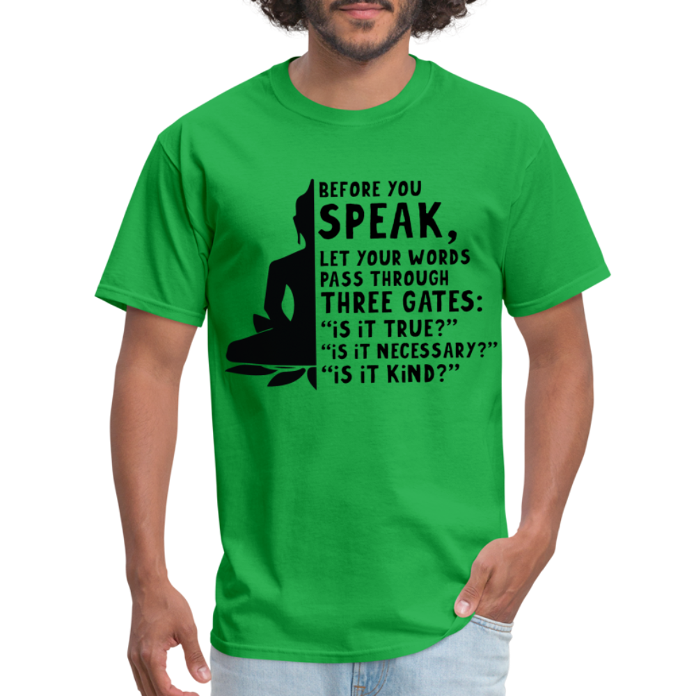 Before You Speak T-Shirt (is it True, Necessary, Kind?) - bright green