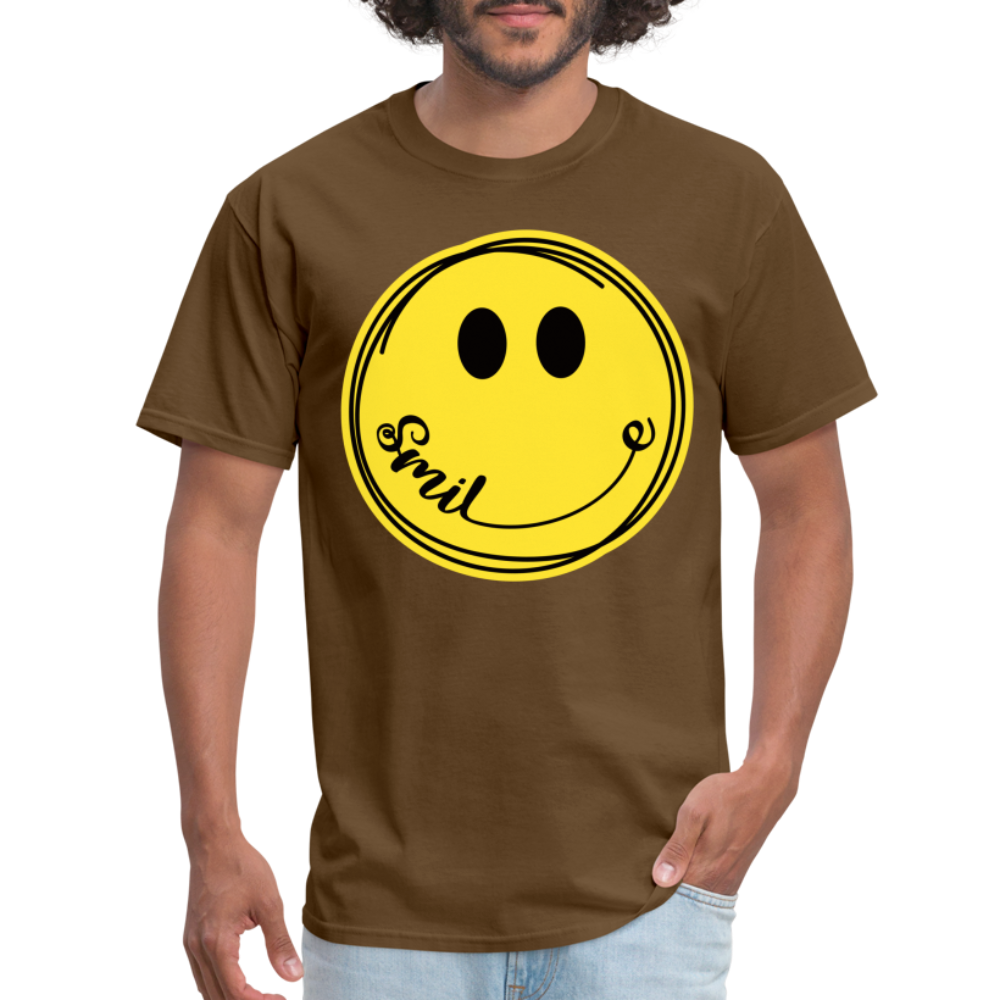 Smile - Smiley Face Emoji T-Shirt - brown