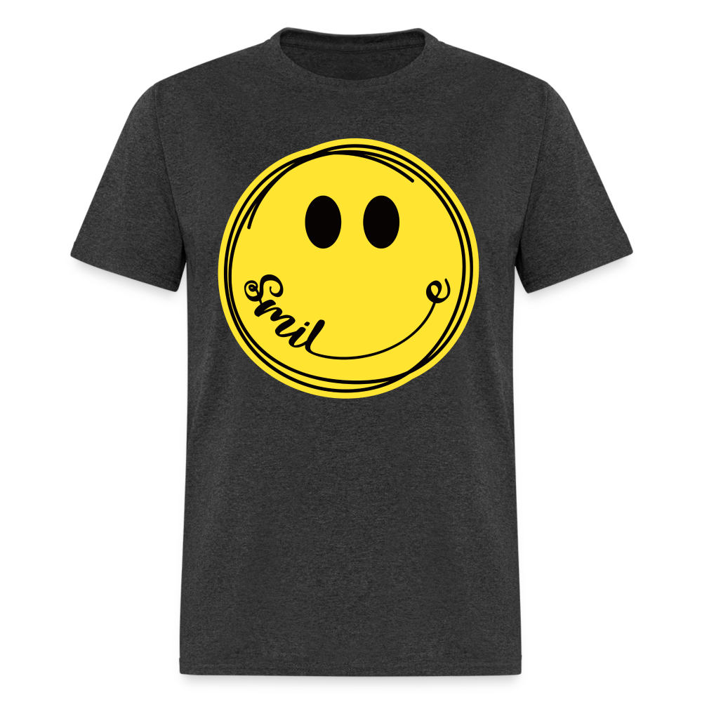 Smile - Smiley Face Emoji T-Shirt - heather black