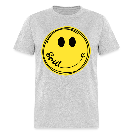 Smile - Smiley Face Emoji T-Shirt - heather gray