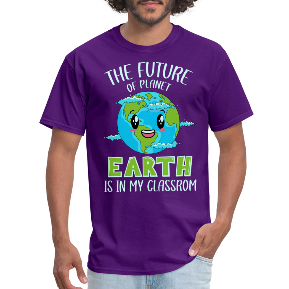 Earth Day Teacher T-Shirt (The Future is in My Classroom) - purple