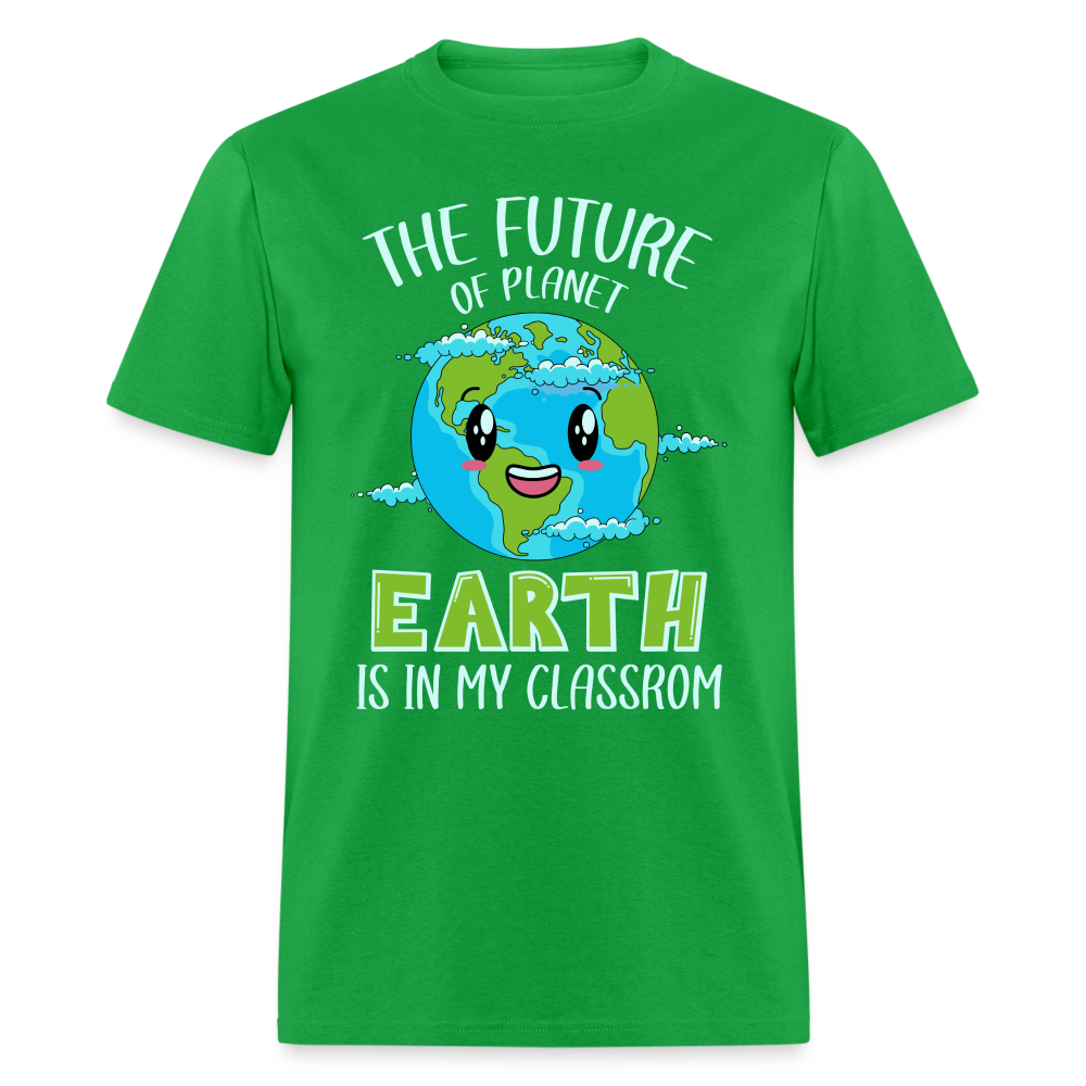 Earth Day Teacher T-Shirt (The Future is in My Classroom) - bright green