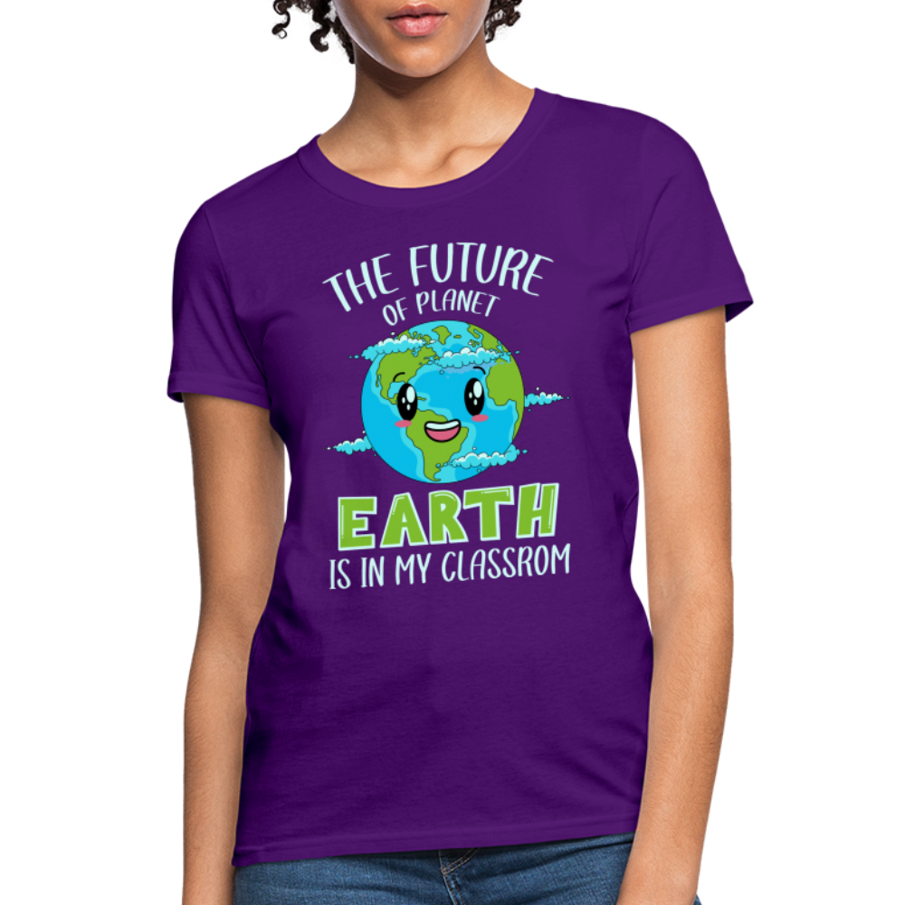 Earth Day Teacher Women's T-Shirt (The Future is in My Classroom) - purple