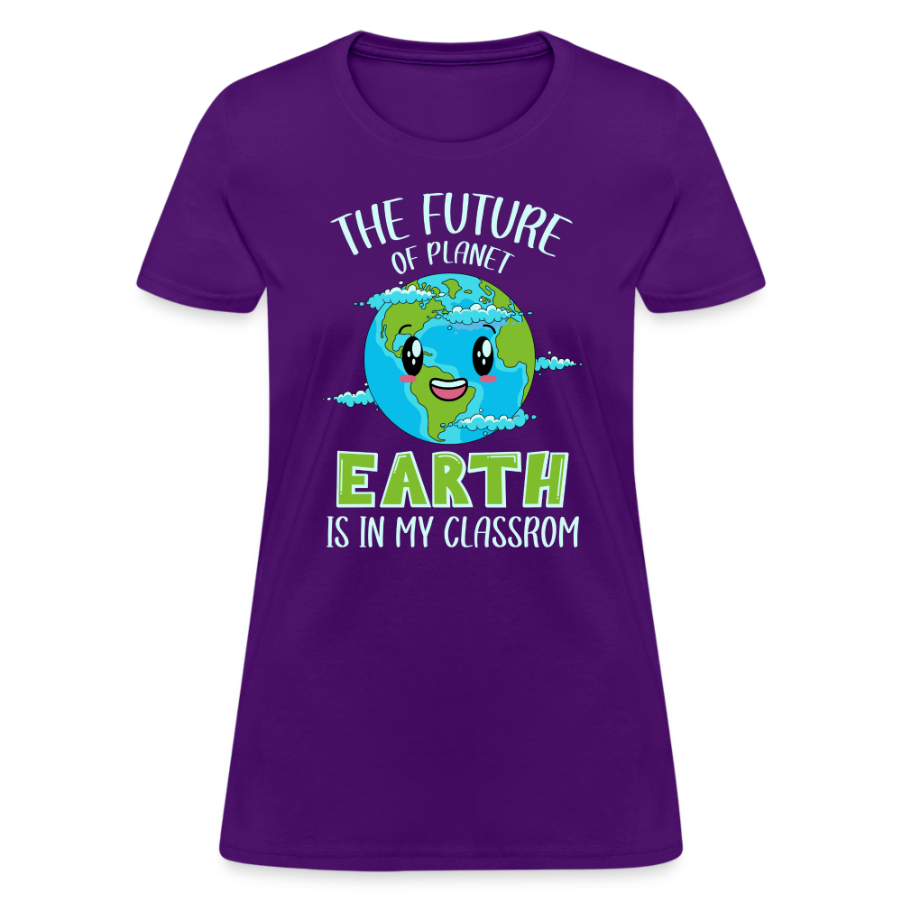 Earth Day Teacher Women's T-Shirt (The Future is in My Classroom) - purple