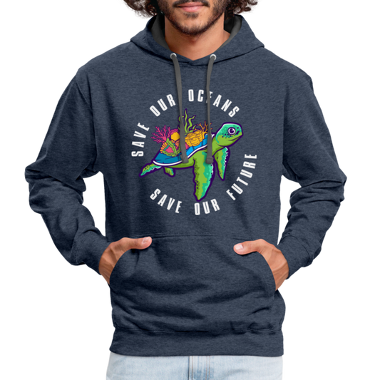 Save Our Oceans Save Our Future Hoodie - indigo heather/asphalt