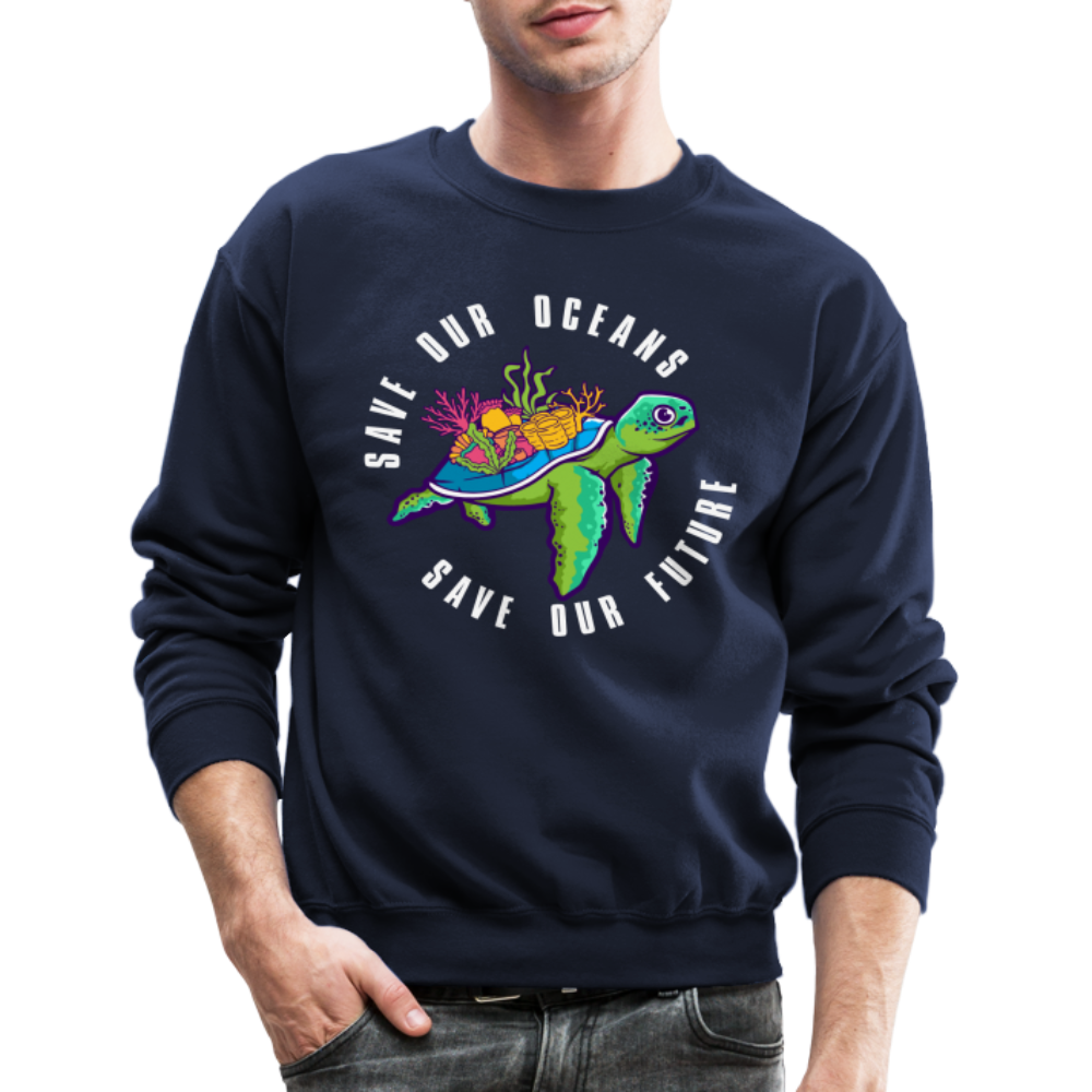 Save Our Oceans Save Our Future Sweatshirt Color: navy