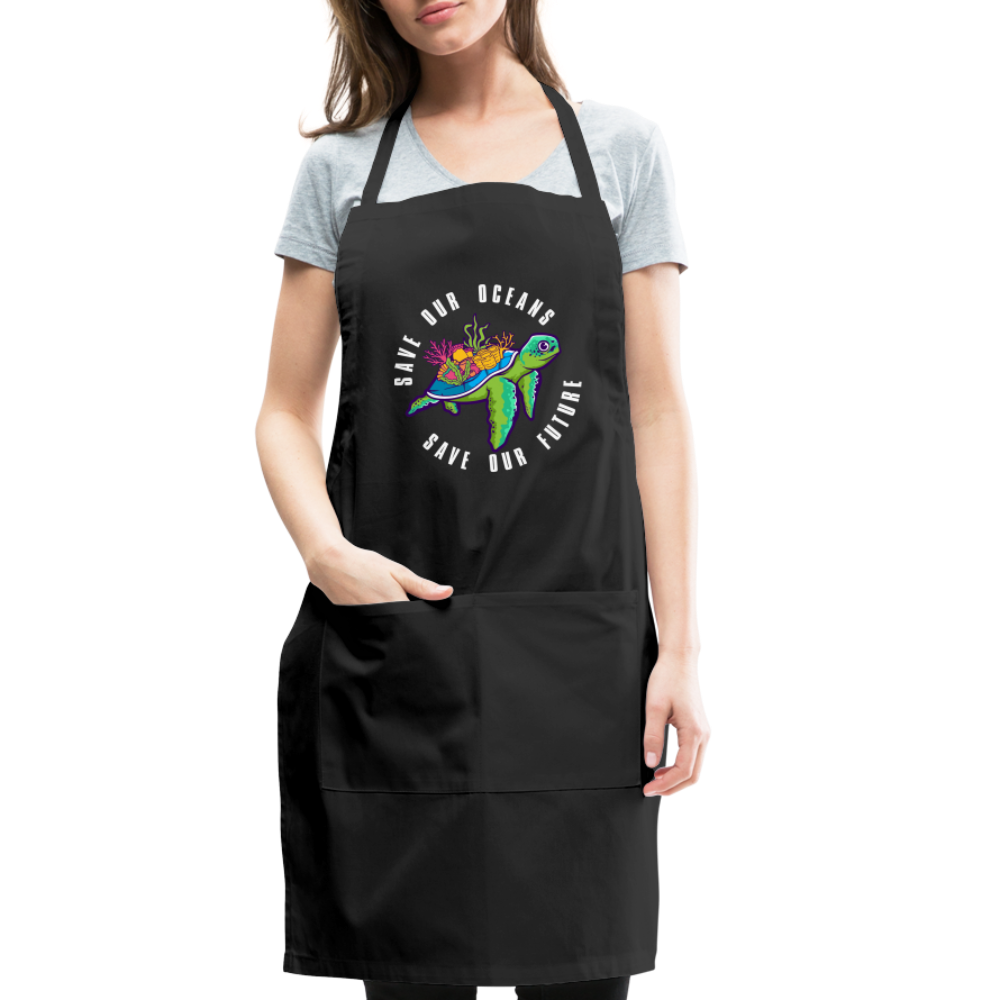 Save Our Oceans Save Our Future Adjustable Apron - black