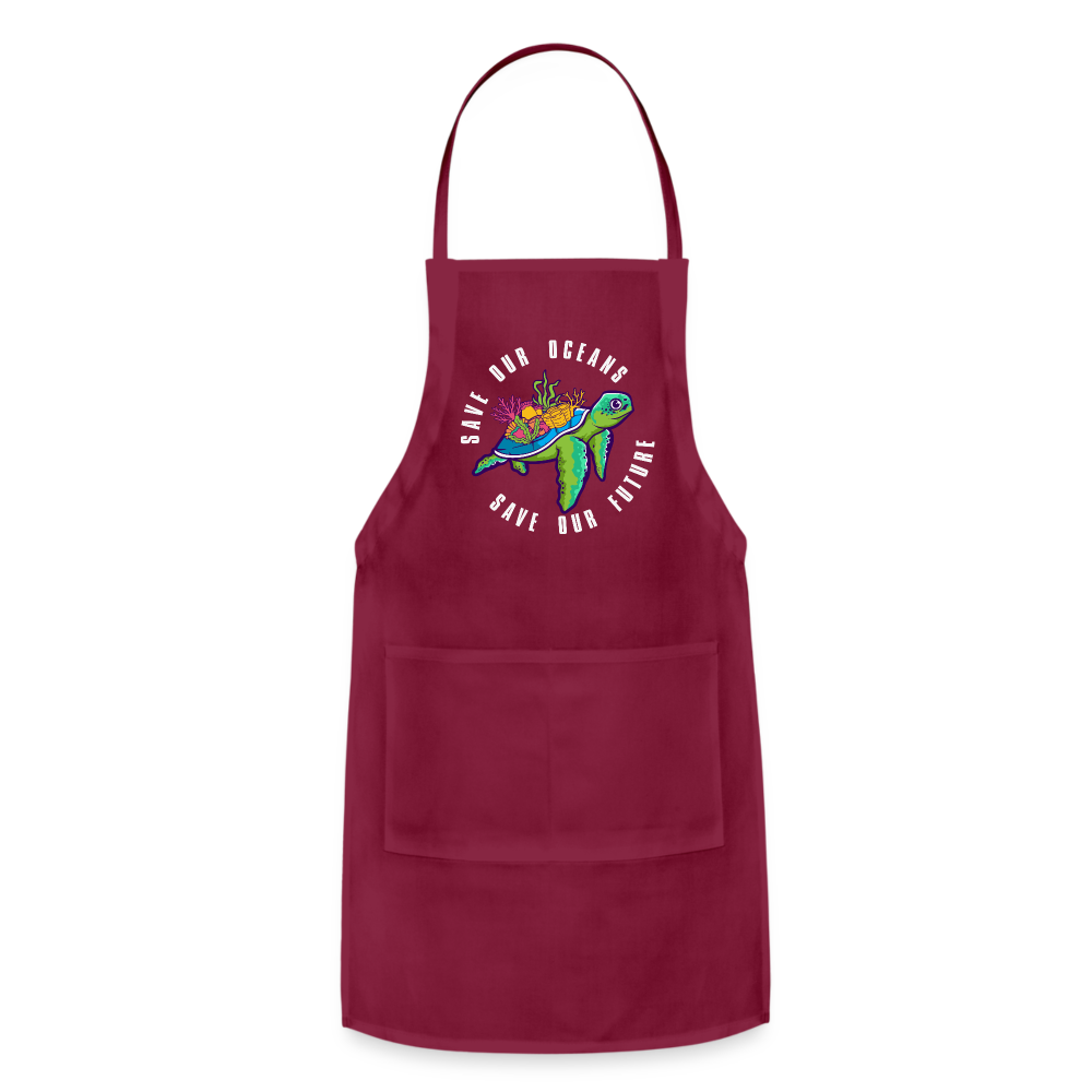 Save Our Oceans Save Our Future Adjustable Apron - burgundy
