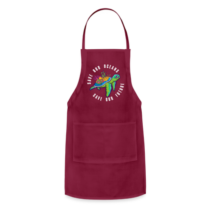 Save Our Oceans Save Our Future Adjustable Apron - burgundy