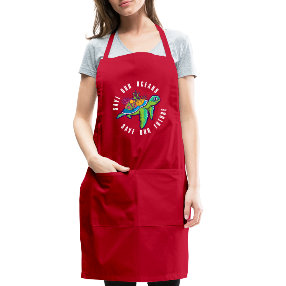Save Our Oceans Save Our Future Adjustable Apron - red