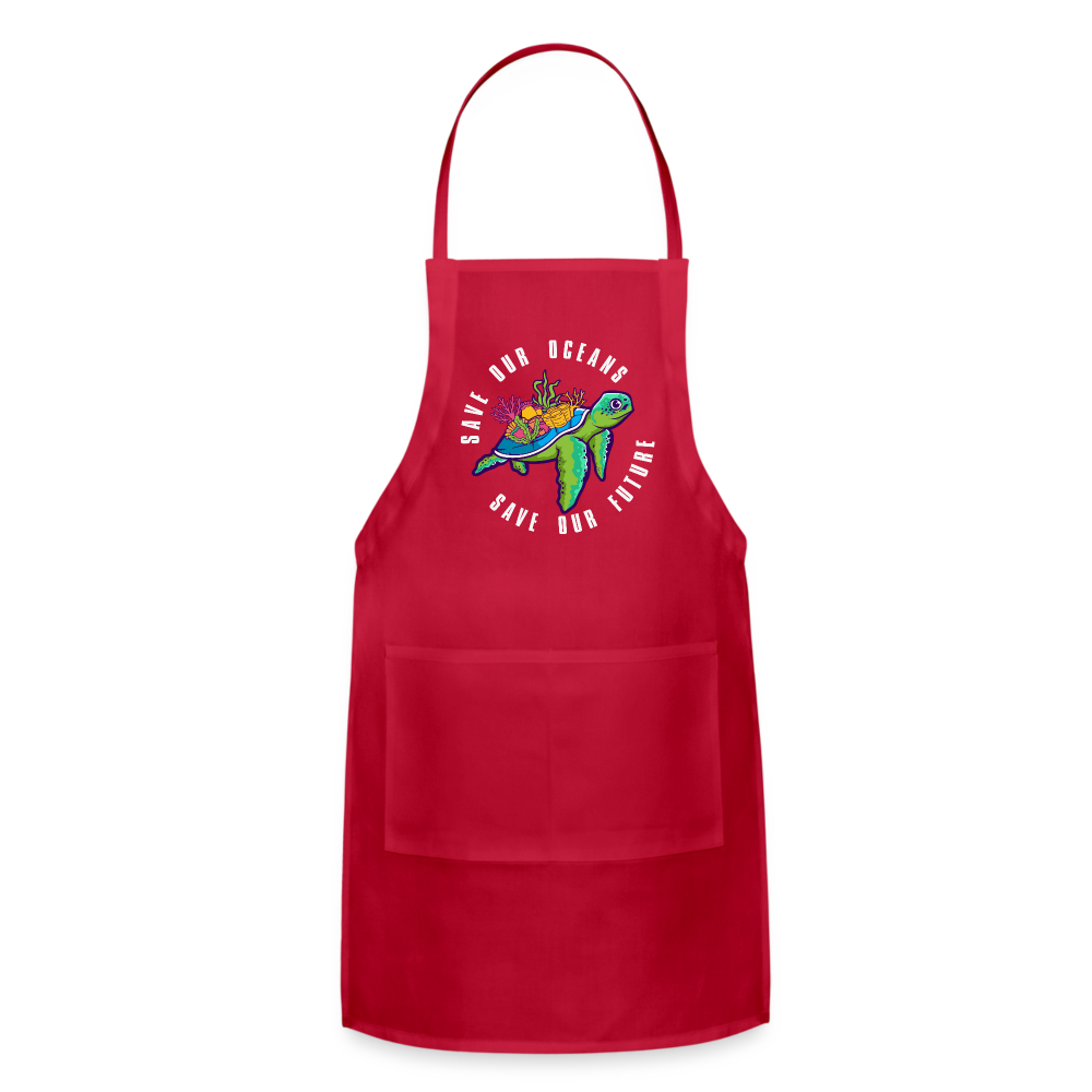 Save Our Oceans Save Our Future Adjustable Apron - red