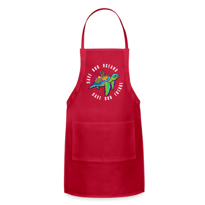 Save Our Oceans Save Our Future Adjustable Apron - red