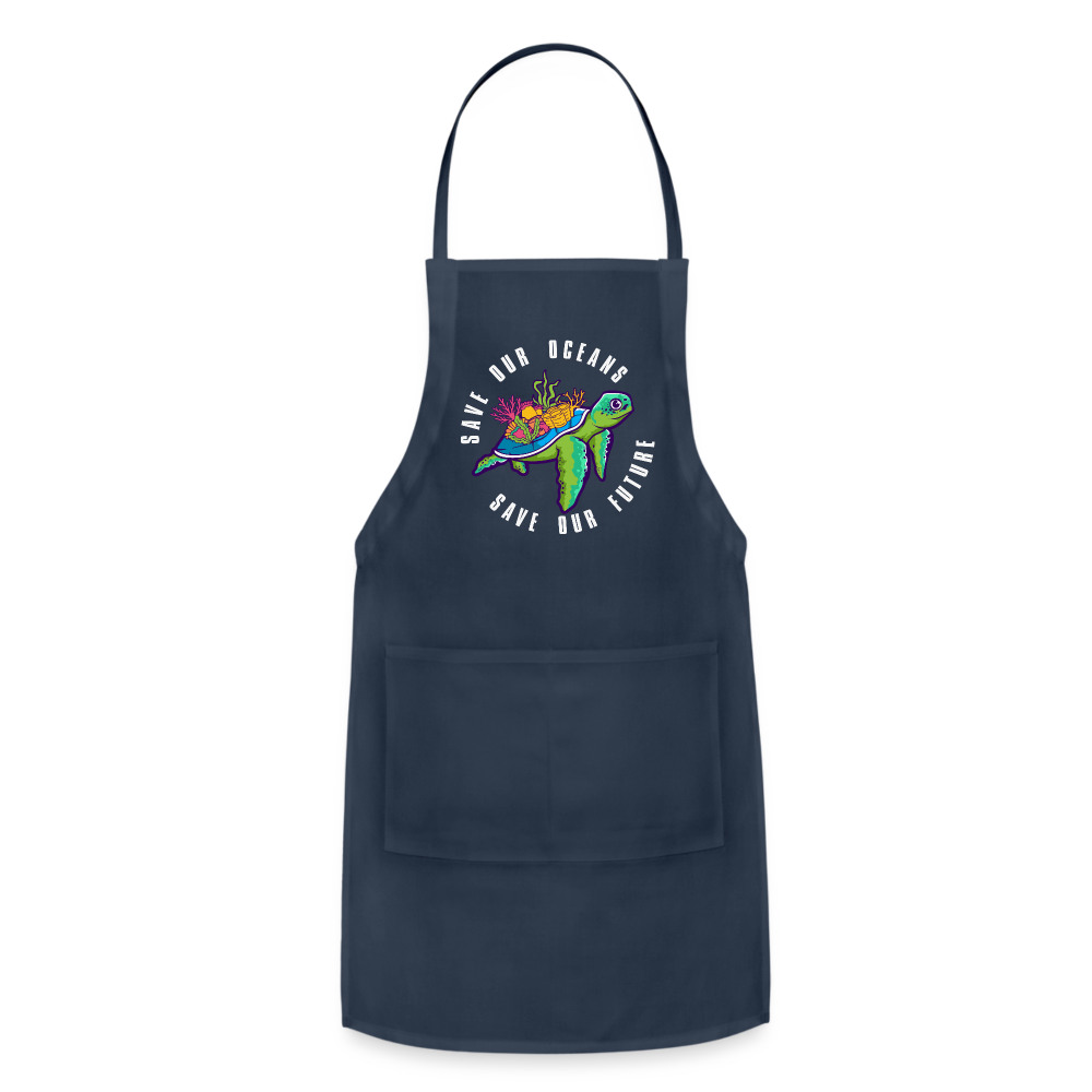 Save Our Oceans Save Our Future Adjustable Apron - navy