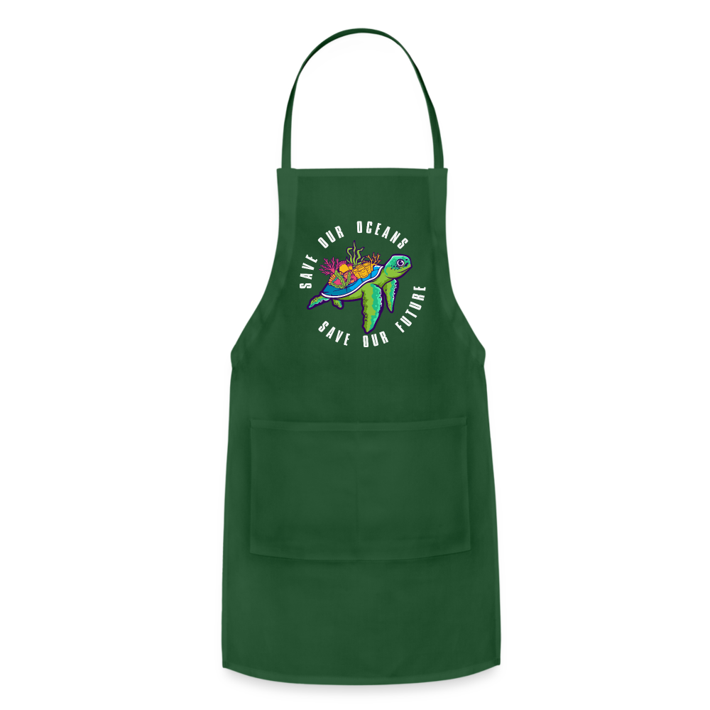 Save Our Oceans Save Our Future Adjustable Apron - forest green