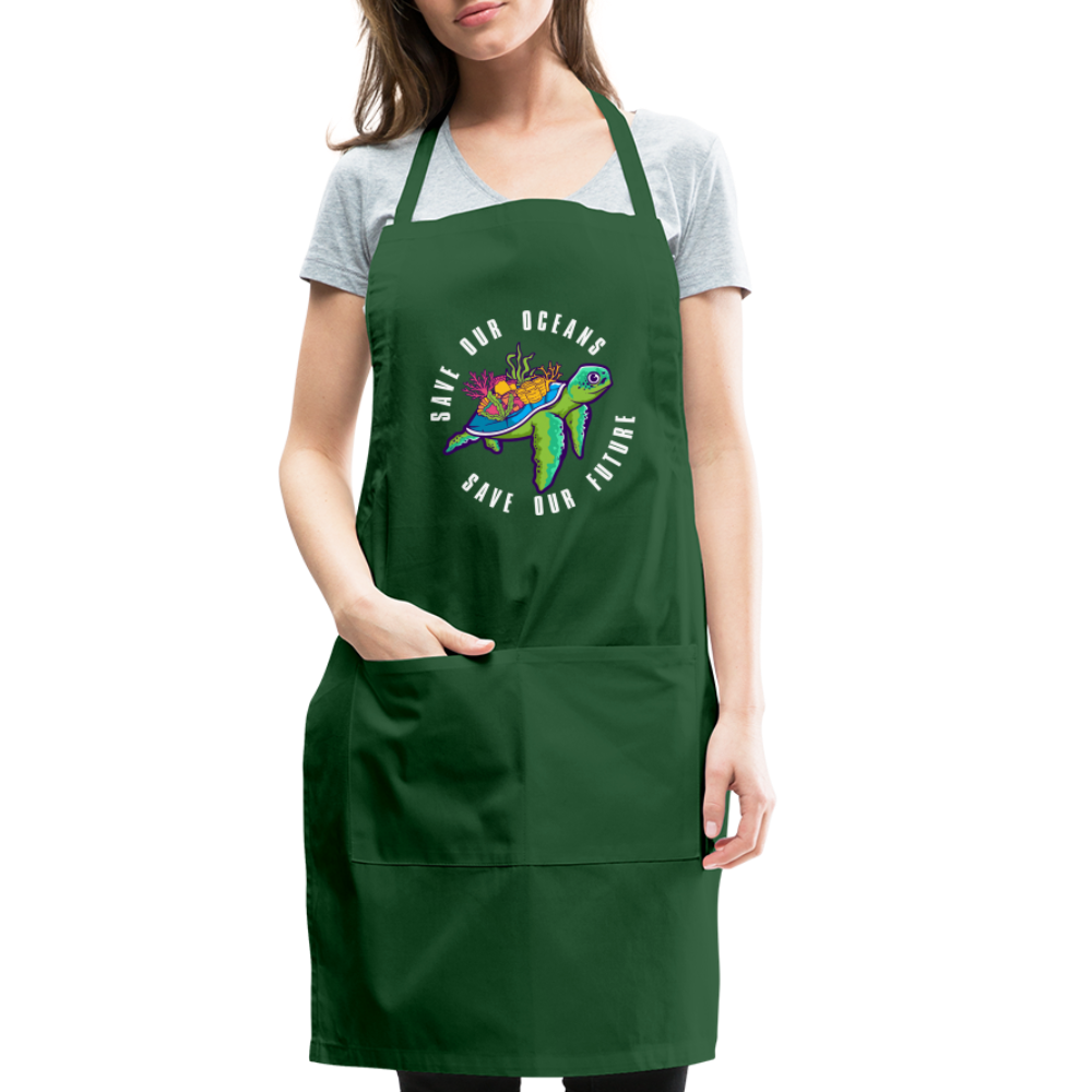 Save Our Oceans Save Our Future Adjustable Apron - forest green