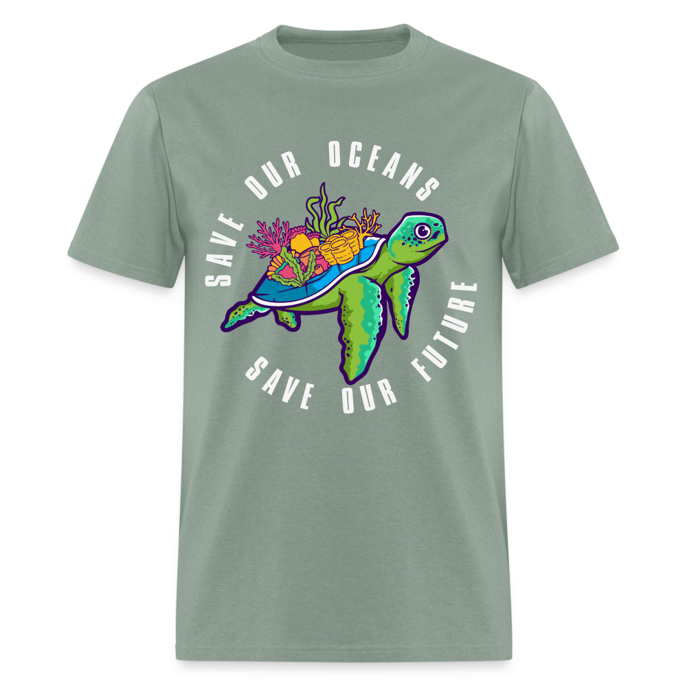 Save Our Oceans Save Our Future T-Shirt Color: sage