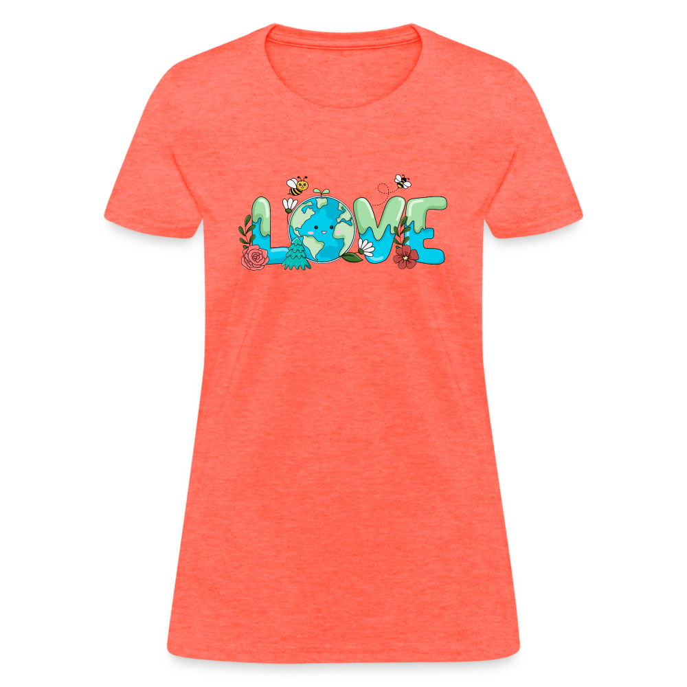 Nature's LOVE Celebration Women's T-Shirt (Earth Day) - heather coral