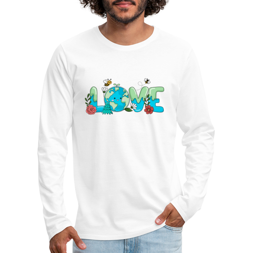 Nature's LOVE Celebration Men's Premium Long Sleeve T-Shirt (Earth Day) - white