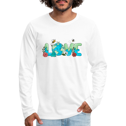 Nature's LOVE Celebration Men's Premium Long Sleeve T-Shirt (Earth Day) - white
