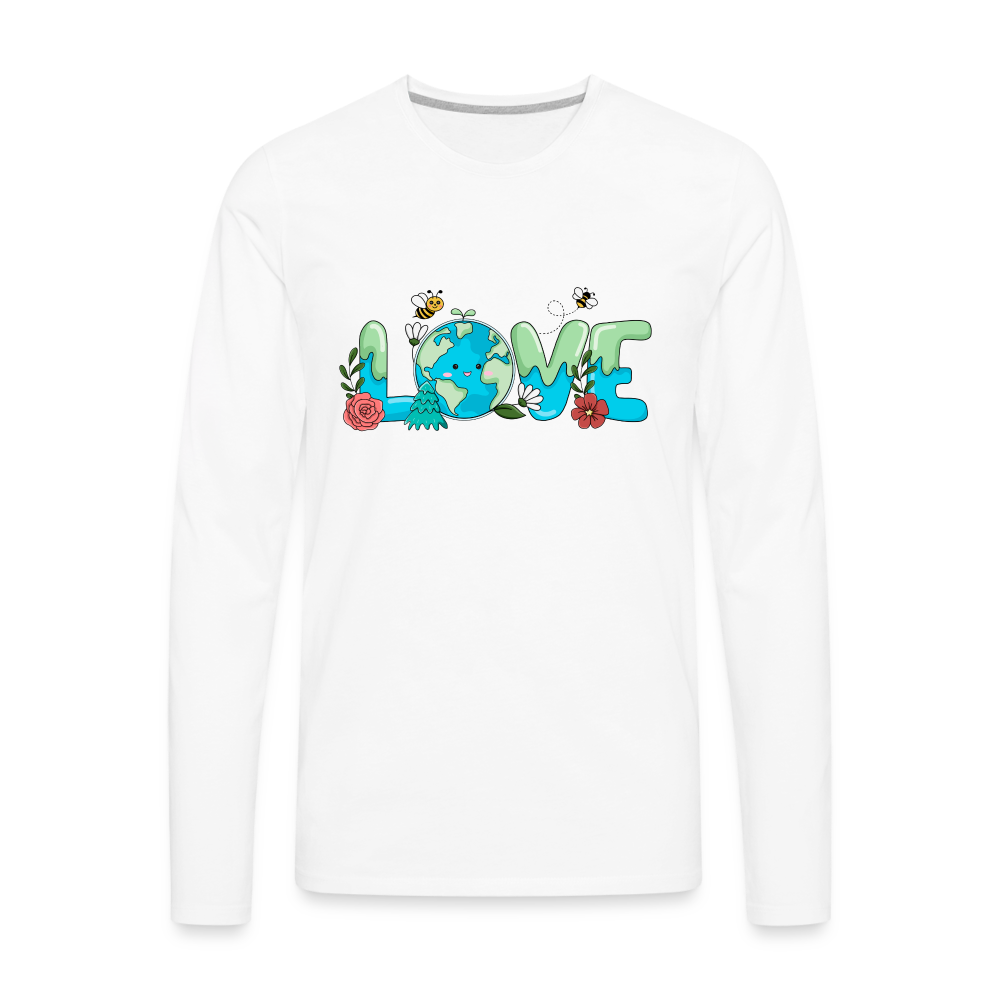 Nature's LOVE Celebration Men's Premium Long Sleeve T-Shirt (Earth Day) - white