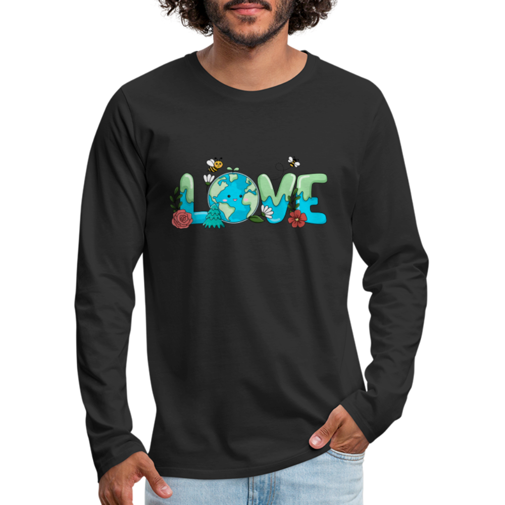 Nature's LOVE Celebration Men's Premium Long Sleeve T-Shirt (Earth Day) - black