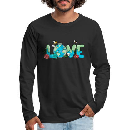 Nature's LOVE Celebration Men's Premium Long Sleeve T-Shirt (Earth Day) - black