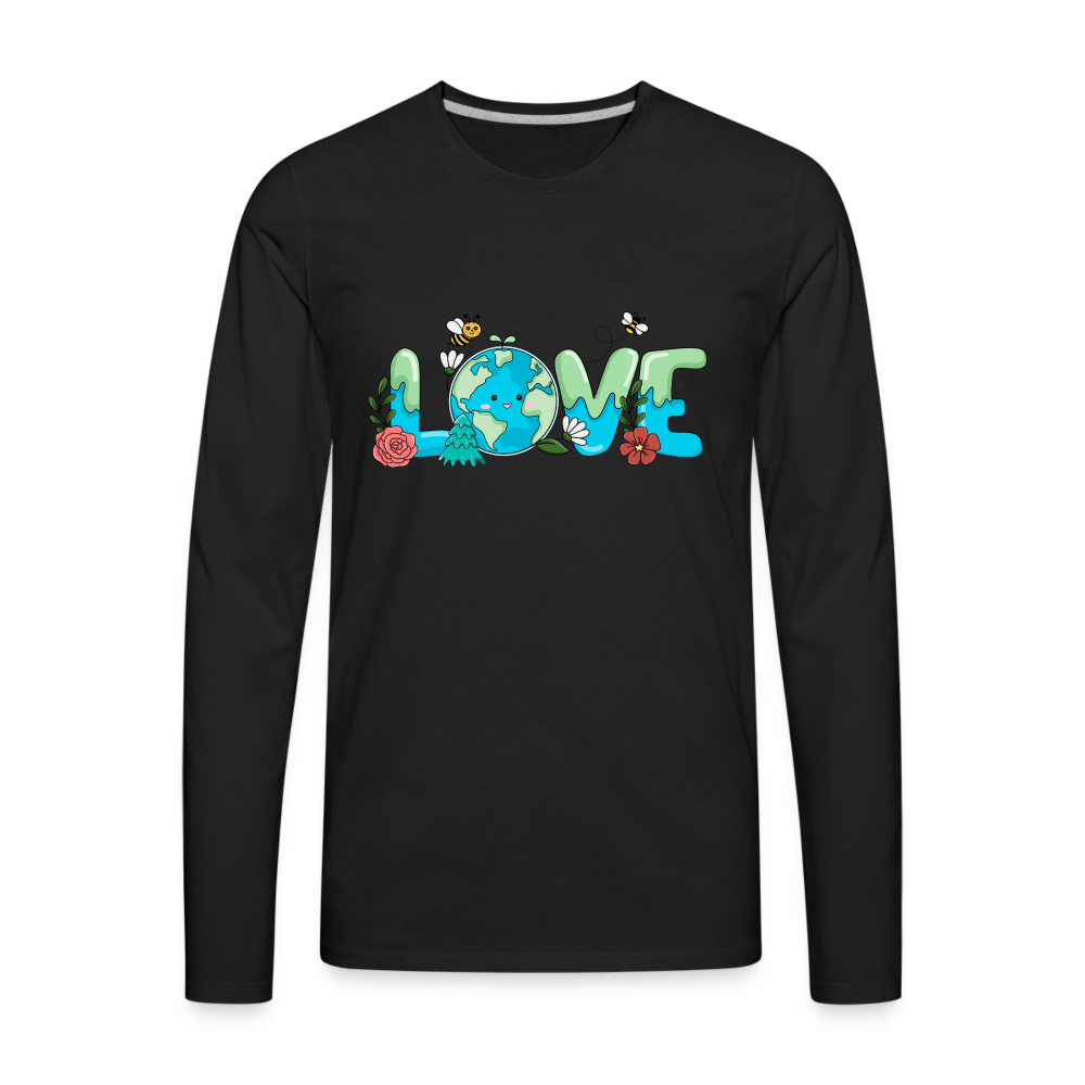 Nature's LOVE Celebration Men's Premium Long Sleeve T-Shirt (Earth Day) - black