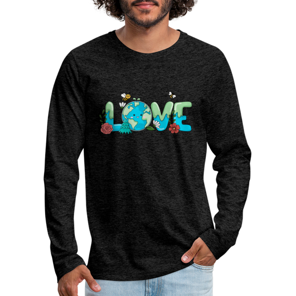Nature's LOVE Celebration Men's Premium Long Sleeve T-Shirt (Earth Day) - charcoal grey