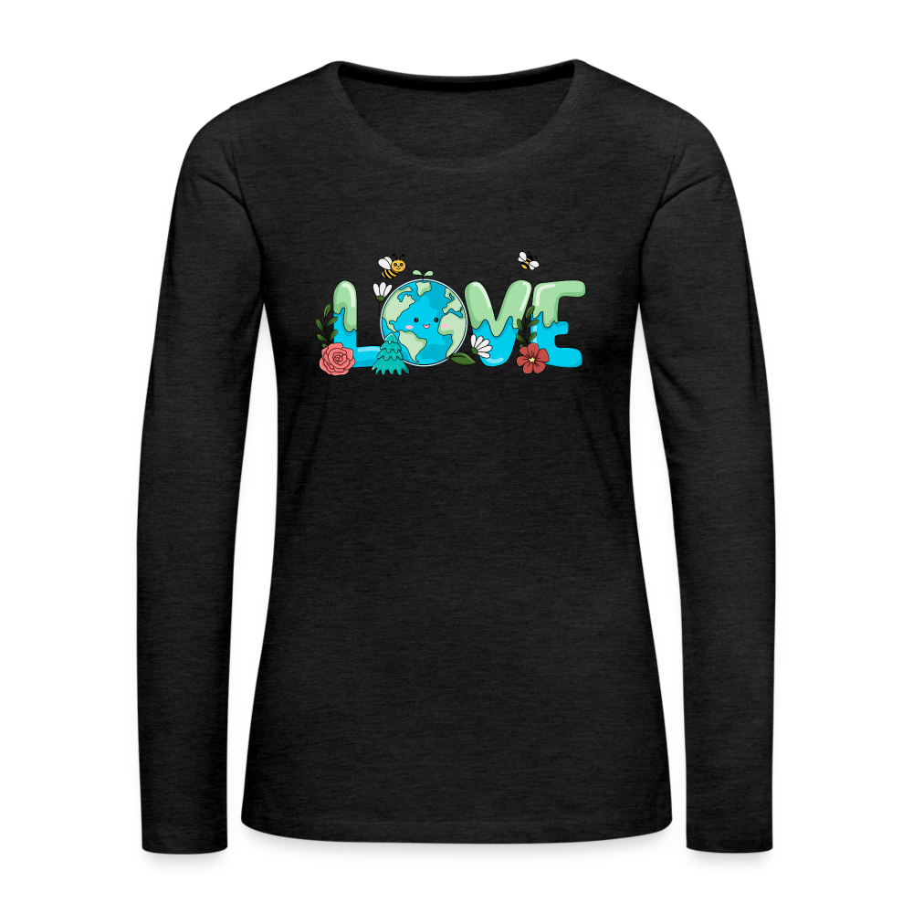 Nature's LOVE Celebration Women's Premium Long Sleeve T-Shirt (Earth Day) - charcoal grey