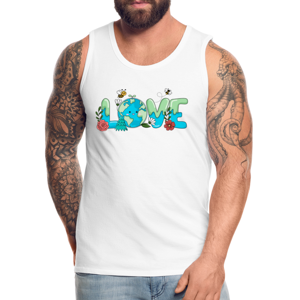 Nature's LOVE Celebration Men’s Premium Tank Tops (Earth Day) - white