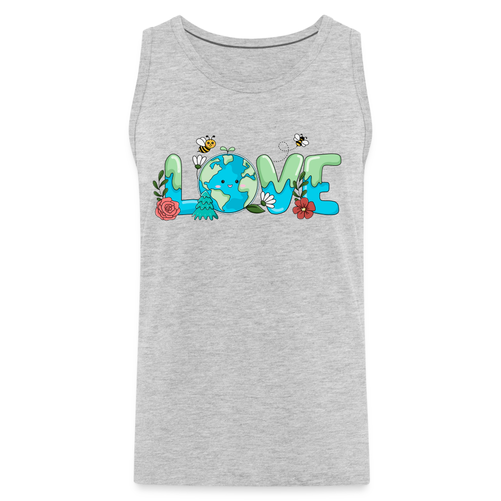 Nature's LOVE Celebration Men’s Premium Tank Tops (Earth Day) - heather gray