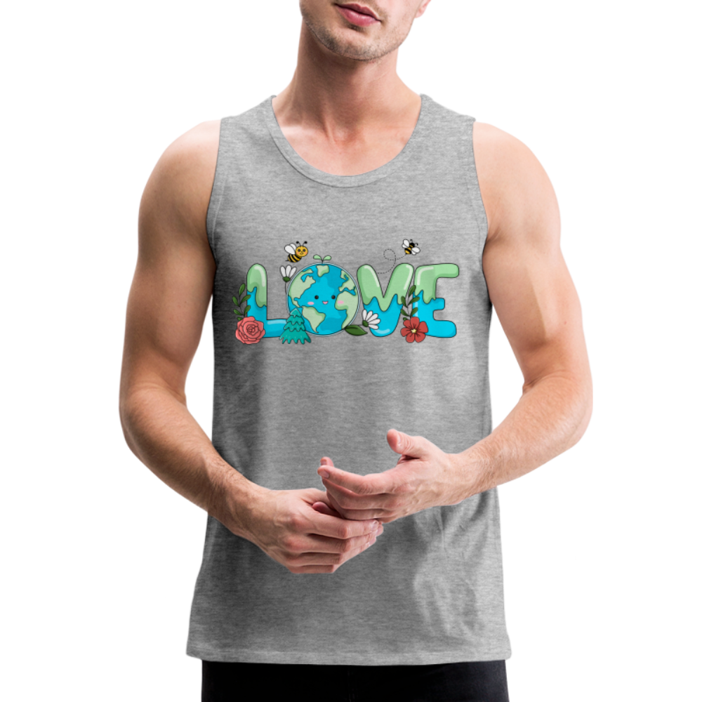Nature's LOVE Celebration Men’s Premium Tank Tops (Earth Day) - heather gray