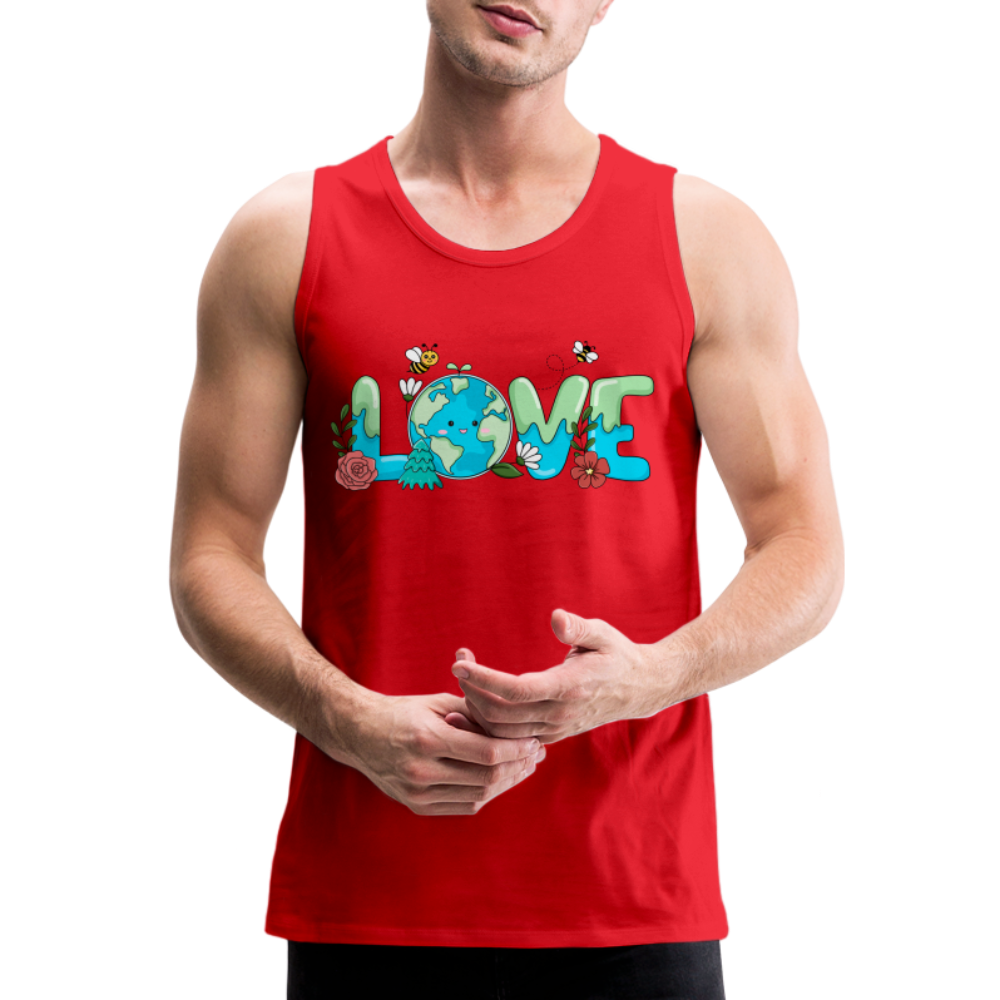 Nature's LOVE Celebration Men’s Premium Tank Tops (Earth Day) - red