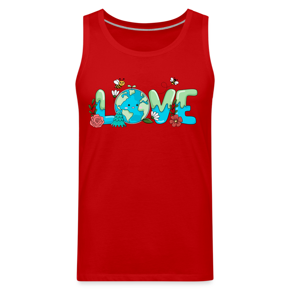Nature's LOVE Celebration Men’s Premium Tank Tops (Earth Day) - red