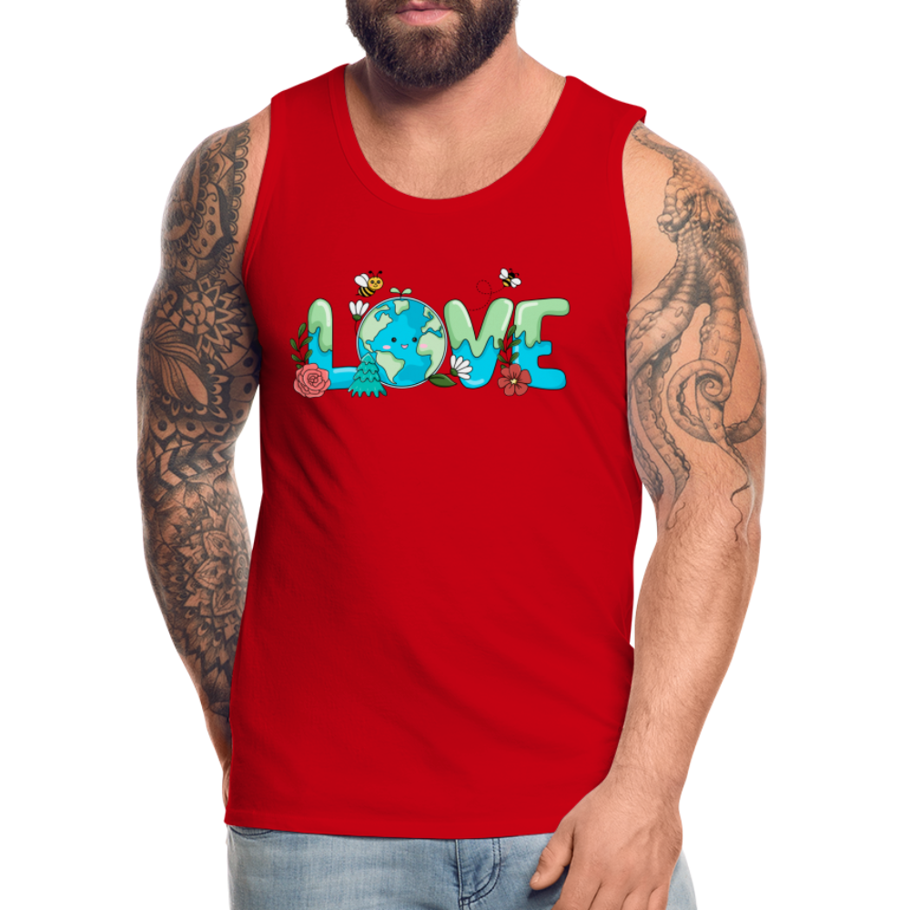 Nature's LOVE Celebration Men’s Premium Tank Tops (Earth Day) - red