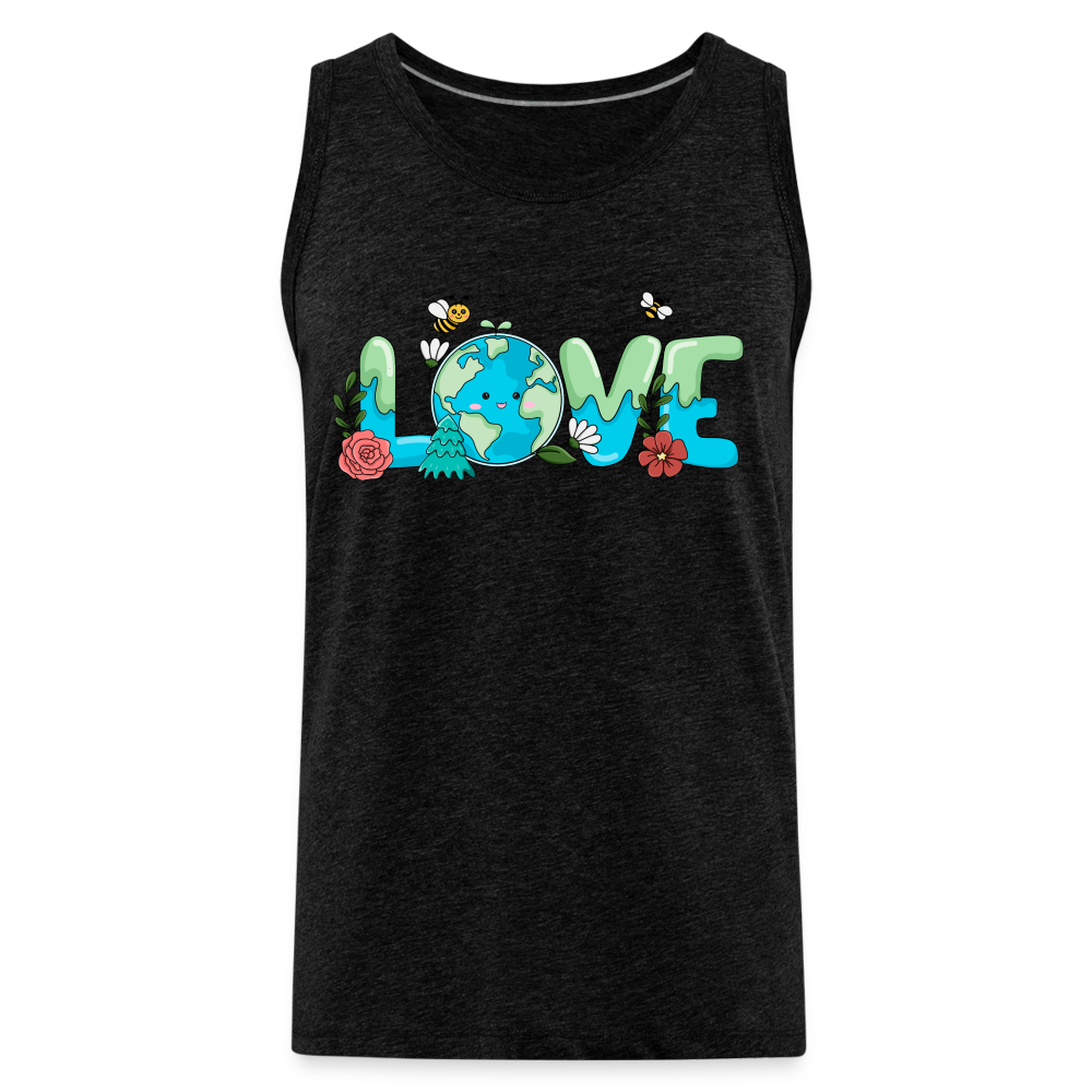 Nature's LOVE Celebration Men’s Premium Tank Tops (Earth Day) - charcoal grey