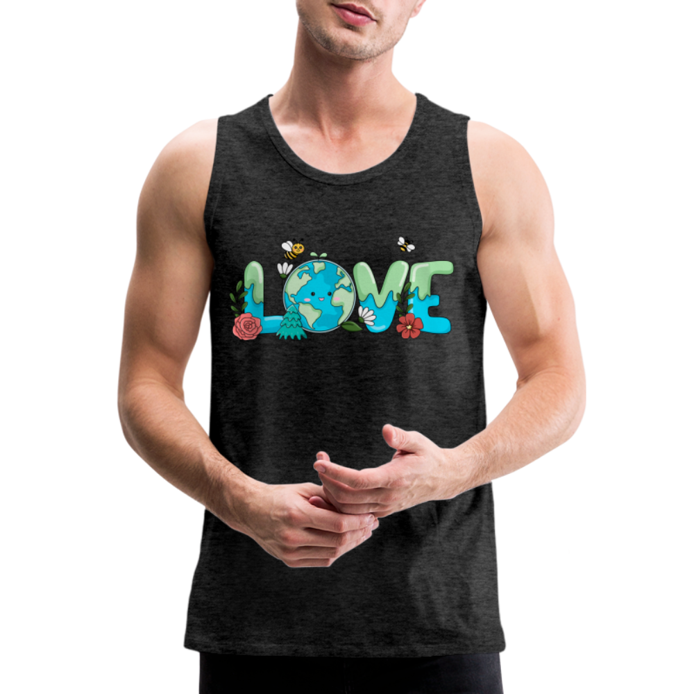 Nature's LOVE Celebration Men’s Premium Tank Tops (Earth Day) - charcoal grey