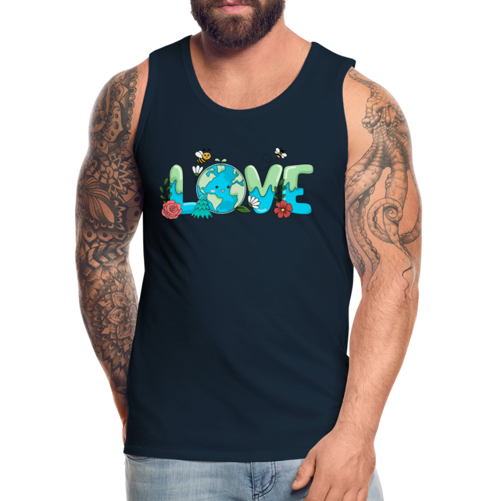 Nature's LOVE Celebration Men’s Premium Tank Tops (Earth Day) - deep navy