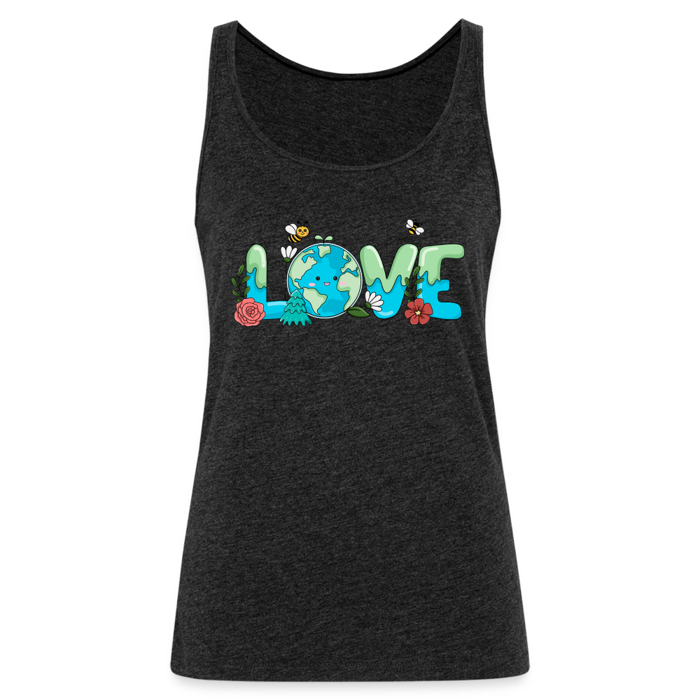 Nature's LOVE Celebration Women’s Premium Tank Top (Earth Day) - charcoal grey