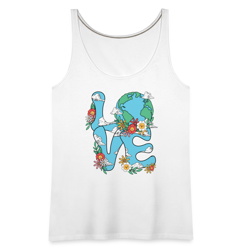 LOVE Earth Day Floral Women’s Premium Tank Top - white