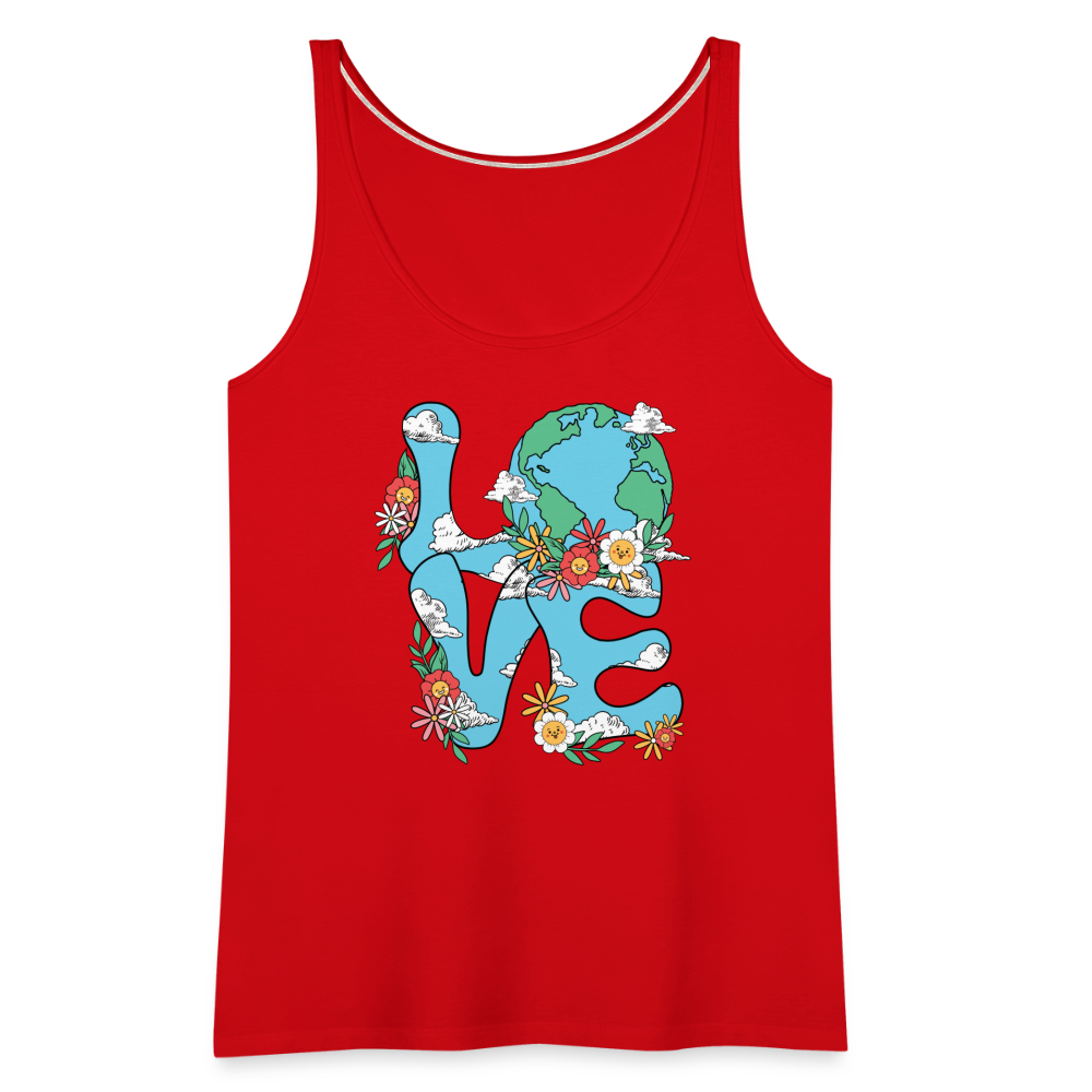 LOVE Earth Day Floral Women’s Premium Tank Top - red