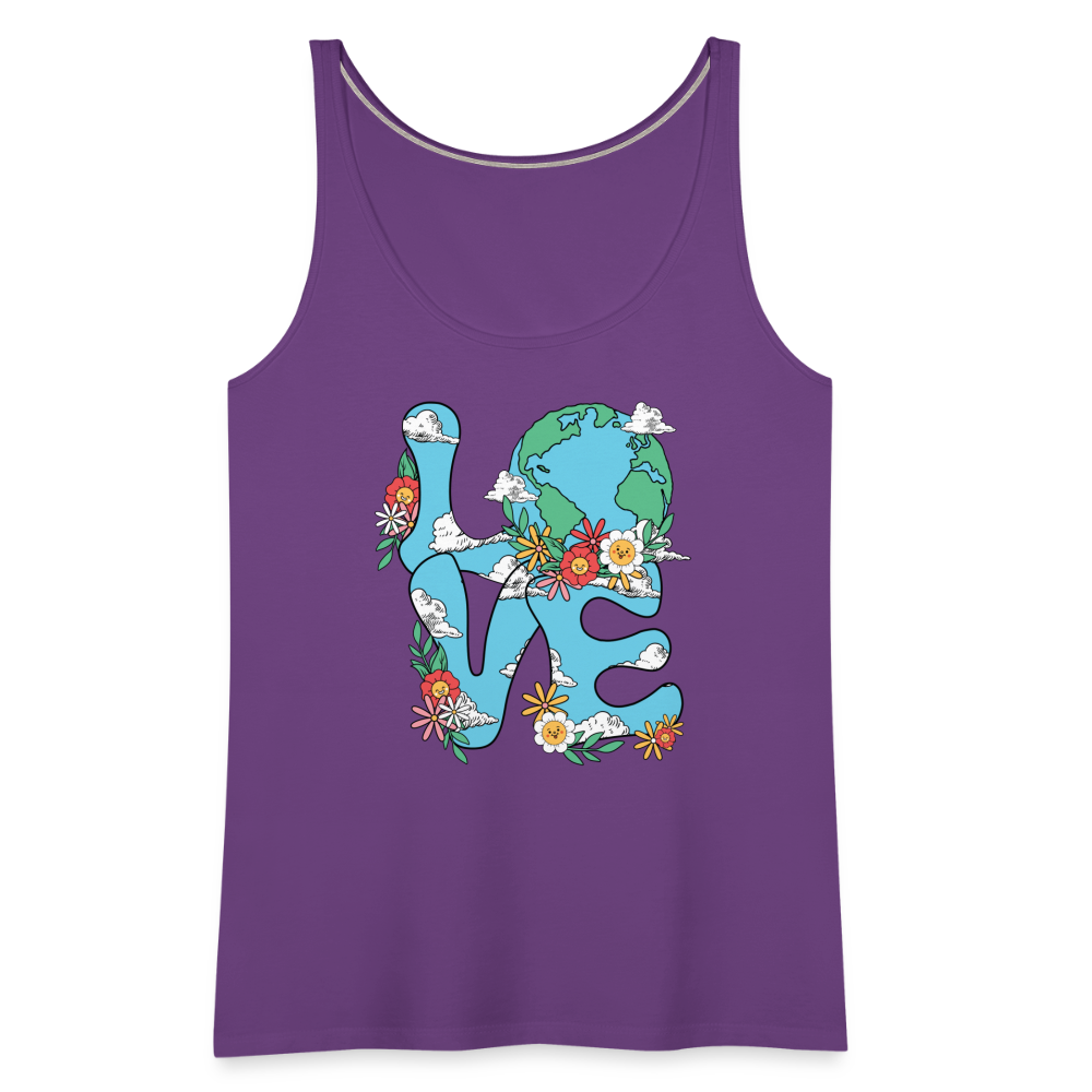 LOVE Earth Day Floral Women’s Premium Tank Top - purple