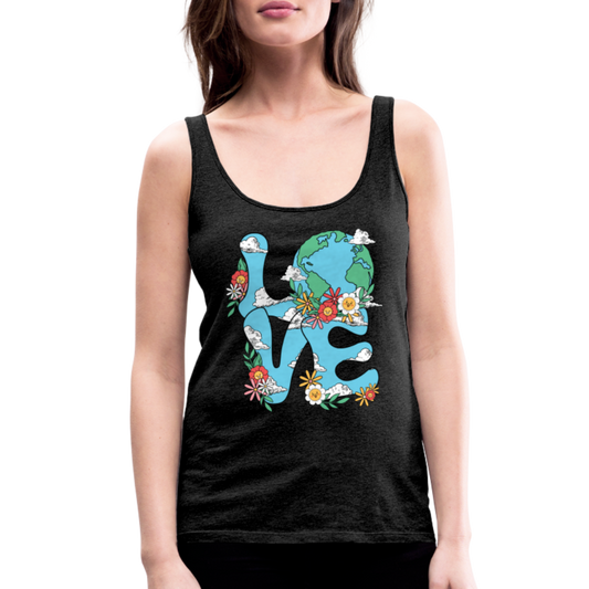 LOVE Earth Day Floral Women’s Premium Tank Top - charcoal grey