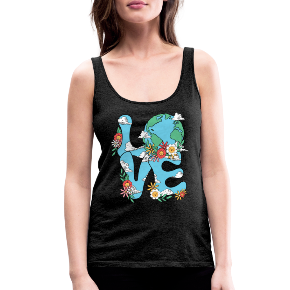 LOVE Earth Day Floral Women’s Premium Tank Top - charcoal grey